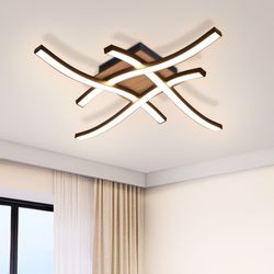 Nettlife LED Deckenleuchte Schlafzimmer Holz Schwarz günstig online kaufen