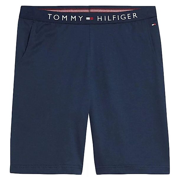 Tommy Hilfiger – Marineblaue Lounge-Shorts mit bequemem Logobund-Navy günstig online kaufen