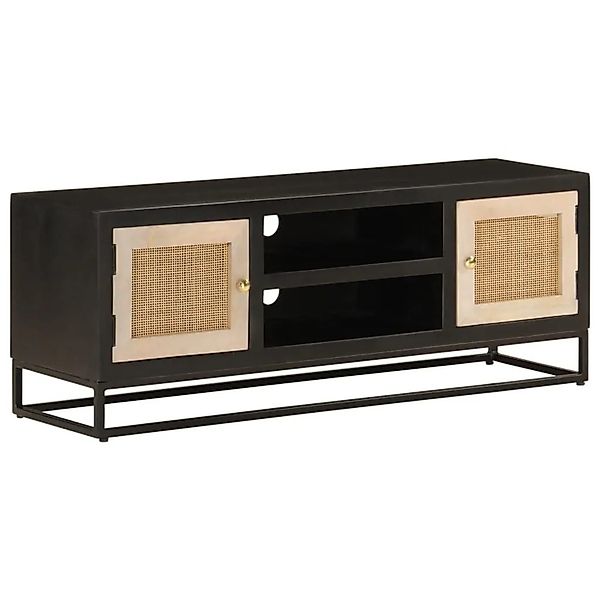vidaXL TV-Schrank Schwarz 110x30x40 cm Massivholz Mango und Eisen 372002 günstig online kaufen