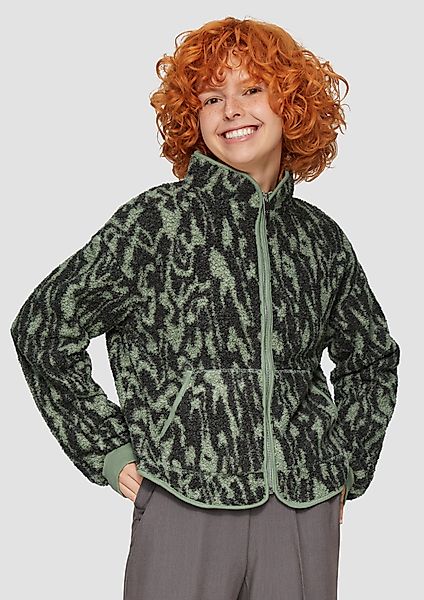 QS Sweatshirt Teddyjacke mit All-over-Print günstig online kaufen