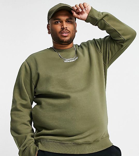 ellesse Plus – Sweatshirt in Khaki mit Logo-Grün günstig online kaufen