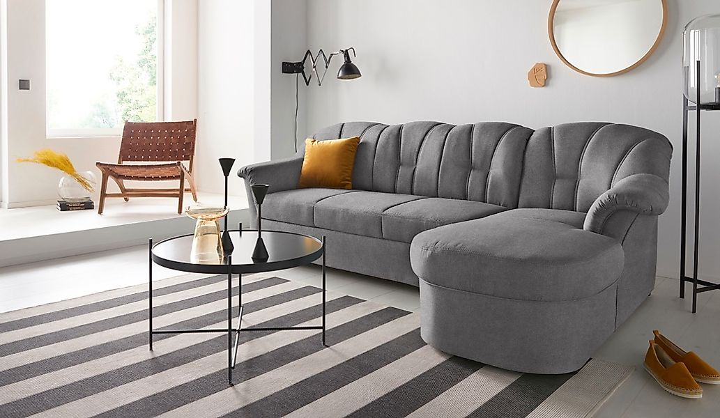 DOMO collection Ecksofa "Papenburg, zeitlose Rückensteppung, elegante Forme günstig online kaufen