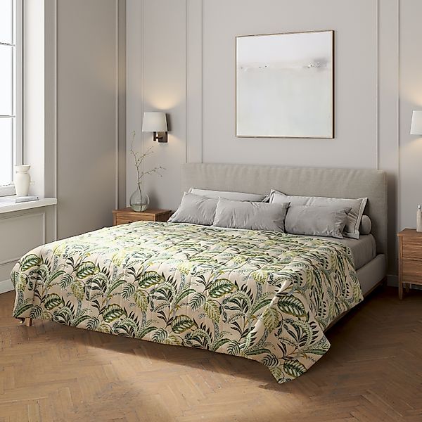 Tagesdecke mit Streifen-Steppung, olivgrün, beige, Flowers (142-96) günstig online kaufen