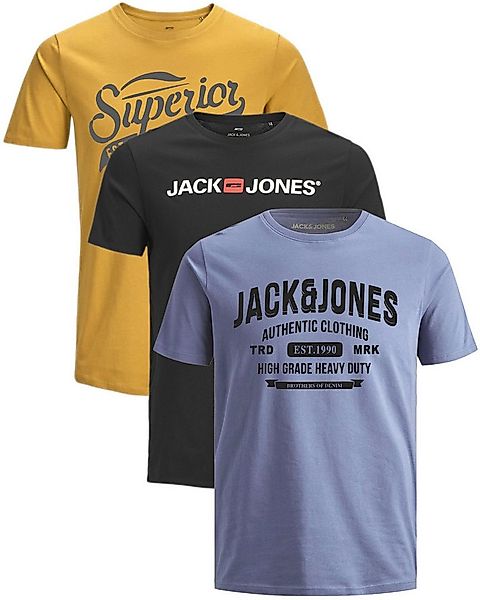 Jack & Jones Print-Shirt Bequemes Slimfit Shirt (Spar-Set, 3er-Pack) in Uni günstig online kaufen