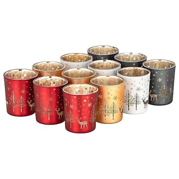 Kamelio Teelichthalter 12er Set Teelichtgläser mehrfarbig günstig online kaufen