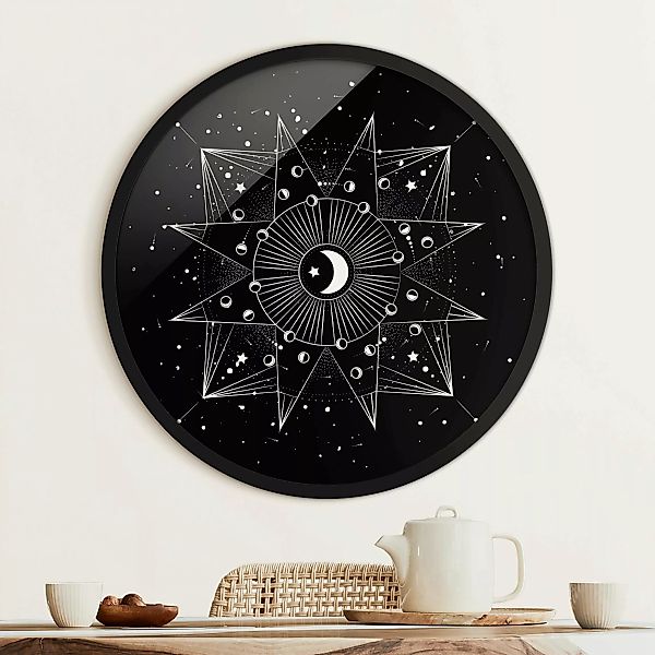 Rundes Gerahmtes Bild Astrologie Mond Magie Schwarz günstig online kaufen