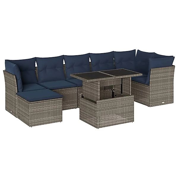 vidaXL 8-Tlg Gartensofa-Set mit Kissen Grau Polyrattan 3266751 günstig online kaufen