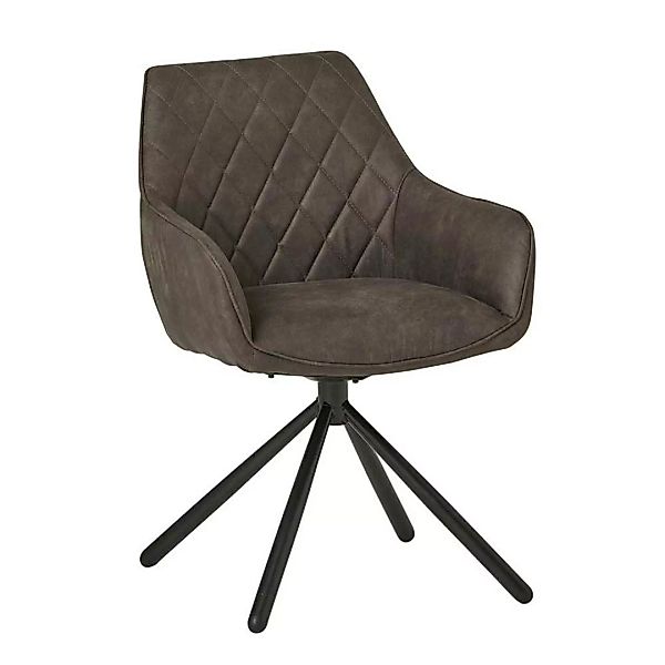 Esstisch Stühle Microfaser Grau mit Armlehnen 47 cm Sitzhöhe (2er Set) günstig online kaufen