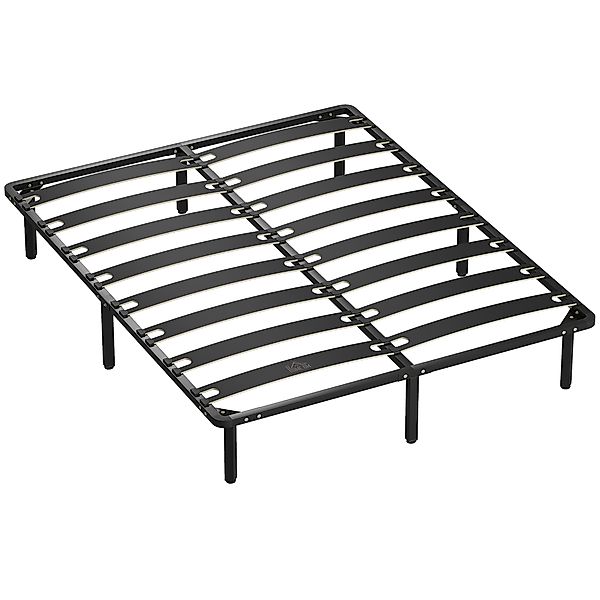 HOMCOM Bettgestell 160 x 200 cm, Doppelbett mit Massivholz-Lattenrost und F günstig online kaufen
