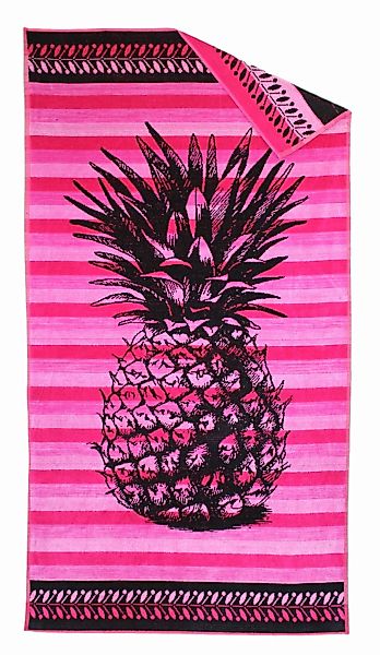 P.K. Collection Strandtuch Ananas pink gestreift Strandhandtuch 90x165 cm V günstig online kaufen