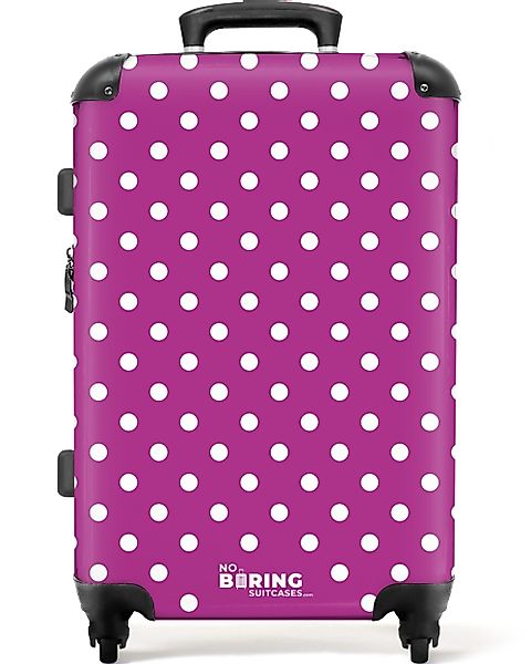 NoBoringSuitcases.com© Hartschalen-Trolley Weiße Punkte auf lila günstig online kaufen