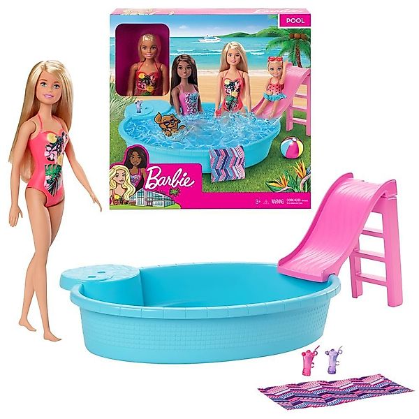 Barbie Anziehpuppe Pool mit Rutsche & günstig online kaufen