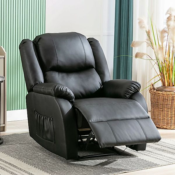Relaxsessel mit Liegefunktion hochwertiges PU-Leder 80x90x100 cm mit Seiten günstig online kaufen