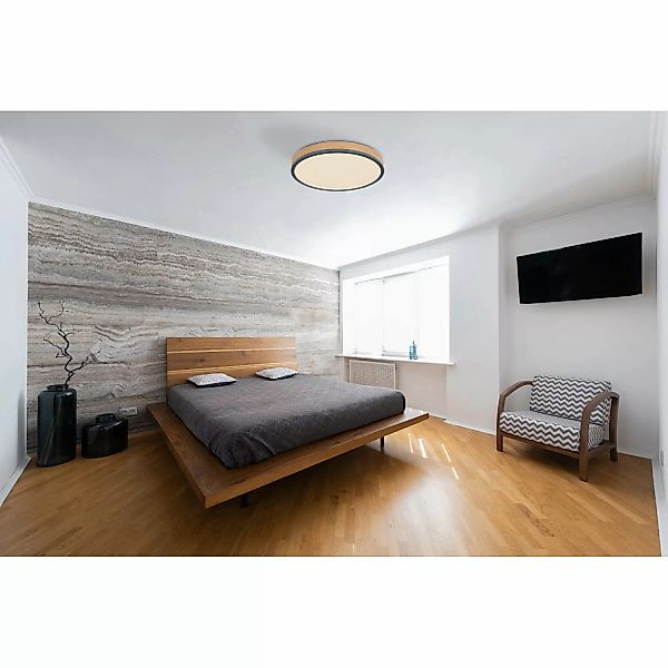 LED-Deckenlampe Doro, Ø 45 cm, grafit/holz dunkel, Holz, 830 günstig online kaufen