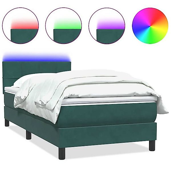 vidaXL Boxspringbett, Boxspringbett mit Matratze Dunkelgrün 100x210 cm Samt günstig online kaufen