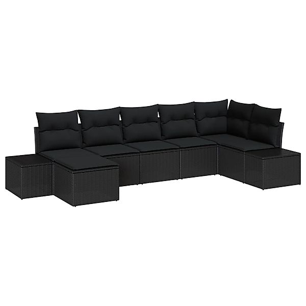 vidaXL 7-Teiliges Garten-Sofa-Set mit Kissen in Schwarz aus Poly Rattan 335 günstig online kaufen