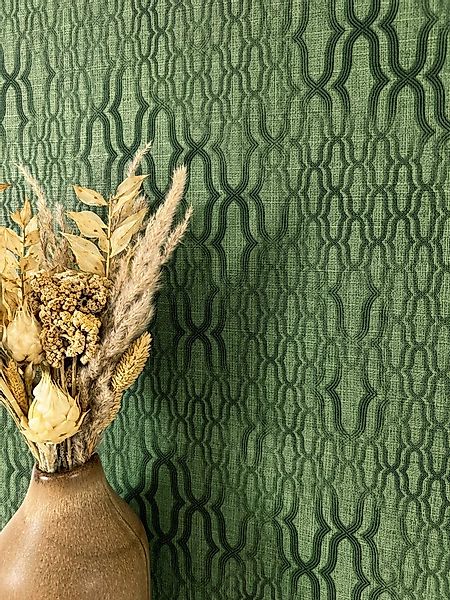 Newroom Vliestapete, Grün Tapete Grafisch Linien - Grafiktapete Mustertapet günstig online kaufen
