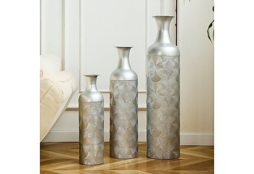 KLAM HOME Bodenvase Große Bodenvase 3er Set aus Metall, (50/65/83 cm), Mid- günstig online kaufen