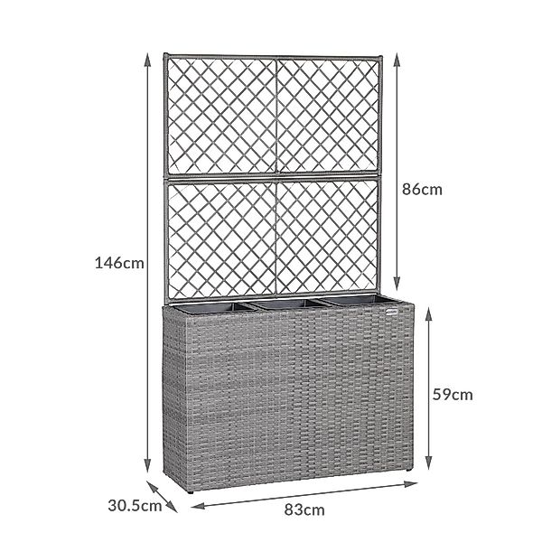 Casaria Blumenkasten, 3 Innentöpfe Rankgitter Polyrattangeflecht günstig online kaufen