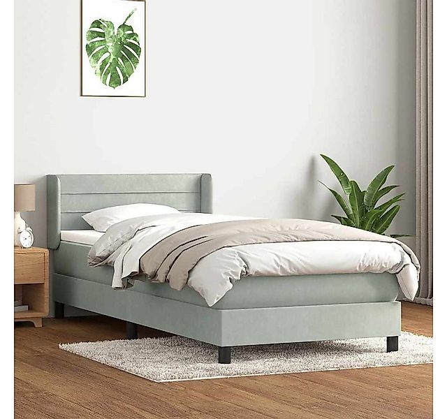 vidaXL Boxspringbett, Boxspringbett mit Matratze Hellgrau 90x220 cm Samt günstig online kaufen