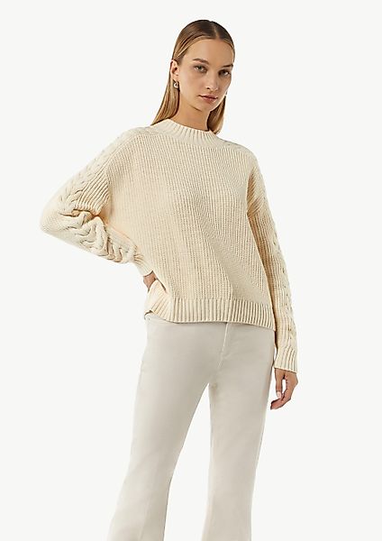 comma Longpullover Strickpullover Strickpullover mit Zopfmuster günstig online kaufen