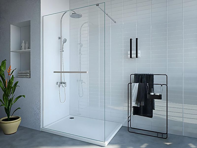 Duschtrennwand Seitenwand italienische Dusche mit Handtuchhalter - 120 x 20 günstig online kaufen