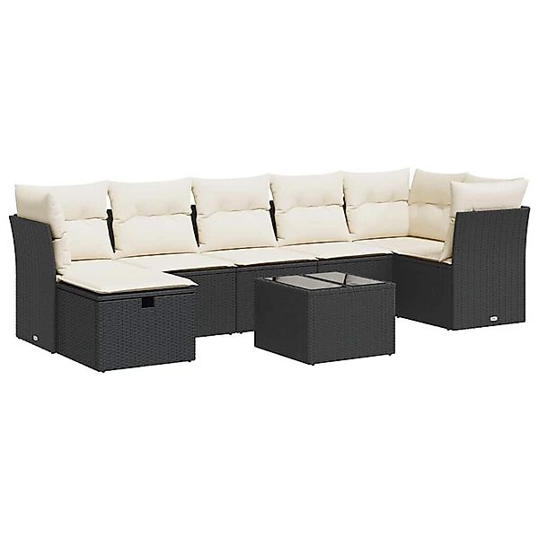 vidaXL 8-Tlg Garten-Sofagarnitur mit Kissen Schwarz Poly Rattan 3325312 günstig online kaufen