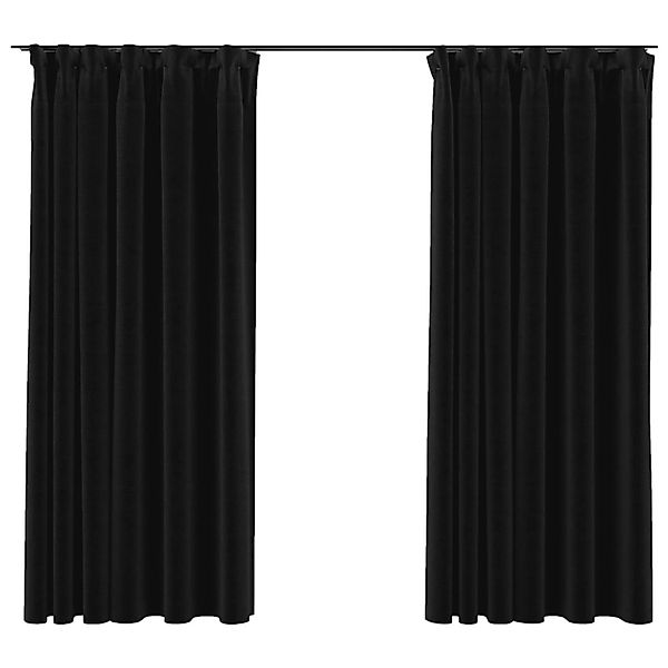 vidaXL Verdunkelungsvorhänge mit Haken Leinenoptik 2 Stk 140x175 cm günstig online kaufen