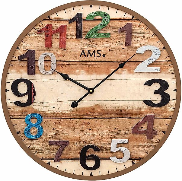 AMS Wanduhr W9539 (Quarzuhr,Holz,Wohnzimmer,Esszimmer,Küche,Arbeitszimmer,B günstig online kaufen