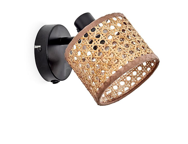 hofstein Wandleuchte verstellbare Wandlampe aus Metall/Rattan in Schwarz/Na günstig online kaufen