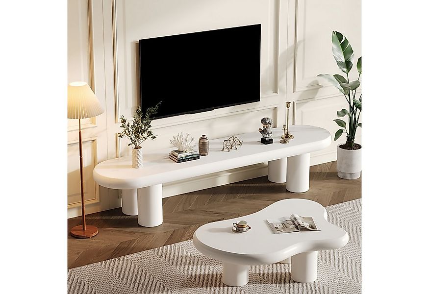 Merax TV-Wand Wohnzimmer Set mit Wolken TV-Schrank & Couchtisch Set, (2-St) günstig online kaufen