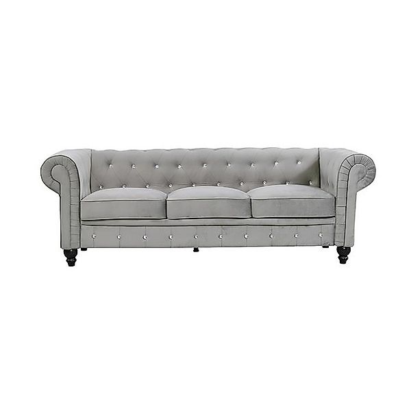 Xlmoebel Chesterfield-Sofa Graues Samt-Ledersofa # Chesterfield Luxusmöbel günstig online kaufen