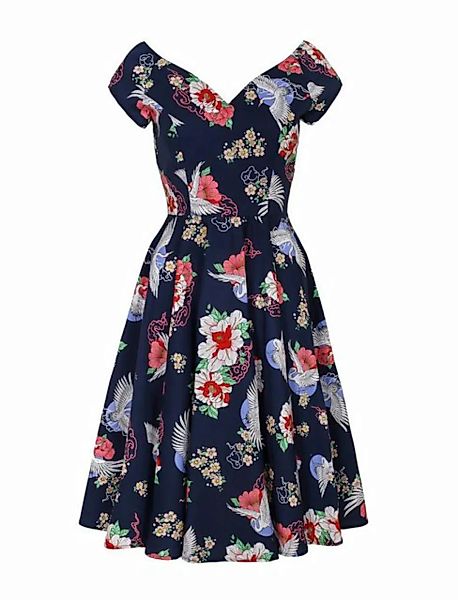 Hell Bunny A-Linien-Kleid Misa Swing Dress Retro Blumenmuster Kranich Vinta günstig online kaufen