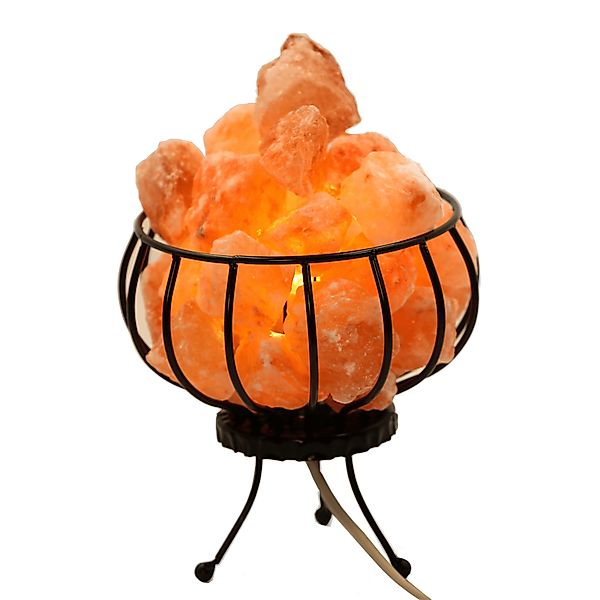 HAF Salzkristall-Tischlampe Salzlampe Metallkorb Feuerkorb mit günstig online kaufen