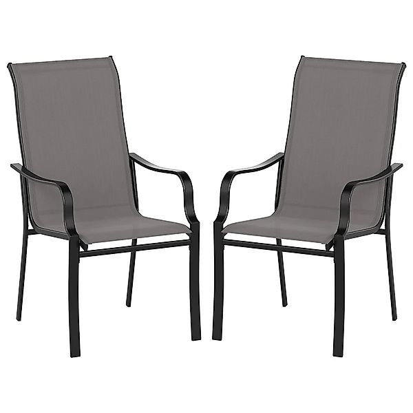 Costway 2er Set Gartenstühle mit Hoher Rückenlehne 56 x 73 x 101 cm Grau günstig online kaufen