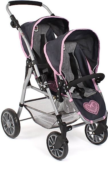 CHIC2000 Puppen-Zwillingsbuggy Twinny, Grau-Navy, mit schwenkbaren Vorderrä günstig online kaufen