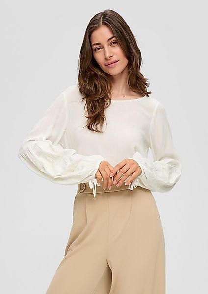 QS Langarmbluse Viskose-Bluse mit Crêpestruktur Raffung günstig online kaufen