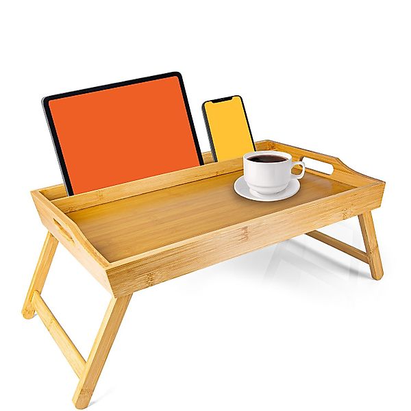 Dimono Tabletttisch Frühstückstablett Bambus Bett-Tablett, Serviertablett günstig online kaufen