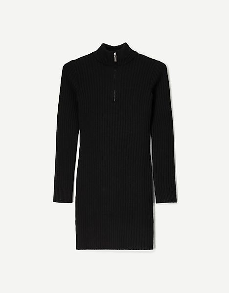 Bershka Minikleid Mit Rippenmuster Und Reißverschluss Damen M Schwarz günstig online kaufen