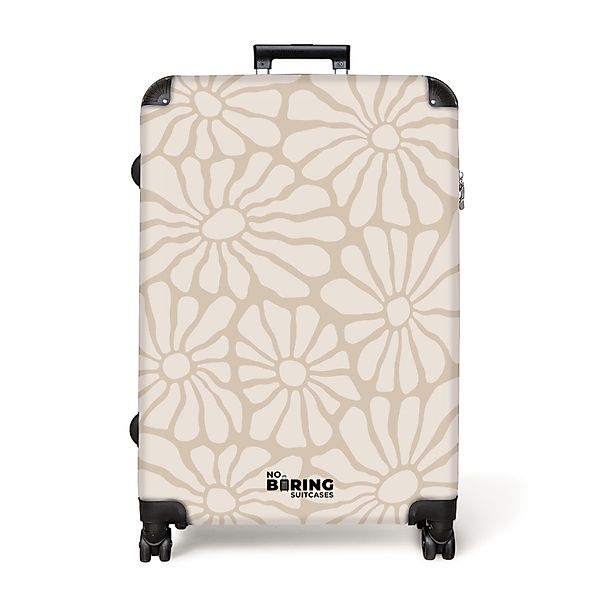 NoBoringSuitcases.com© Hartschalen-Trolley Hellbraun mit beigen Blüten günstig online kaufen