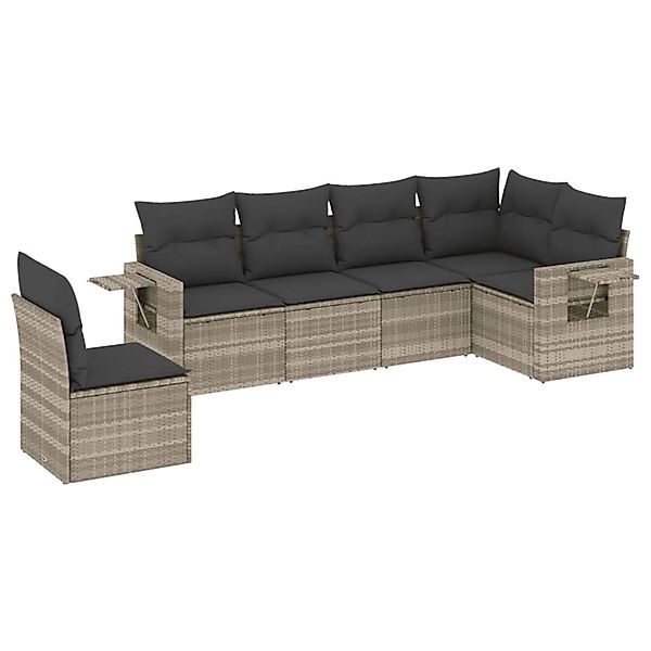 vidaXL 6-Tlg Garten-Sofagarnitur mit Kissen Hellgrau Poly Rattan 3252569 günstig online kaufen
