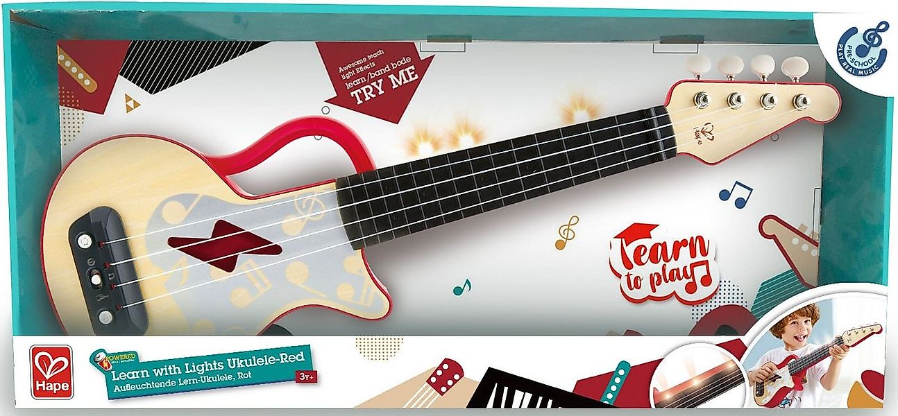 Hape Spielzeug-Musikinstrument Elektrische Lern-Ukulele, rot günstig online kaufen