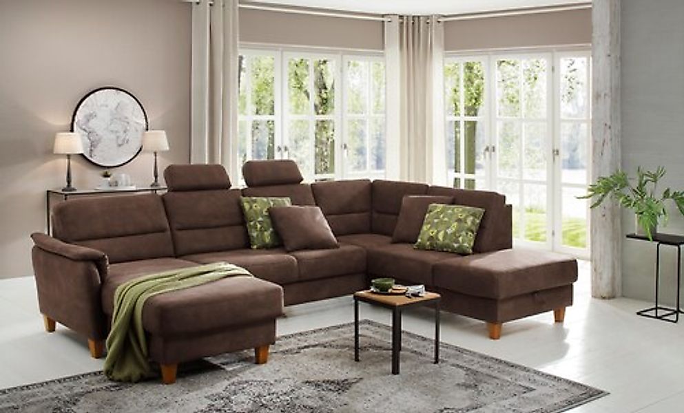 Home affaire Wohnlandschaft »Palmera U-Form, B: 308 cm« optional Bettfunkti günstig online kaufen