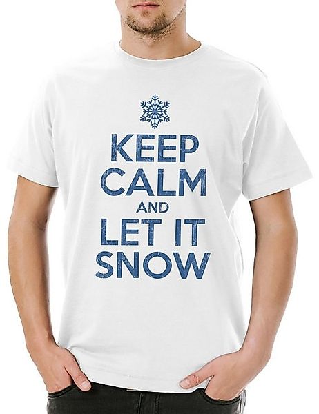 Urban Backwoods Print-Shirt Keep Calm And Let It Snow Herren T-Shirt White günstig online kaufen