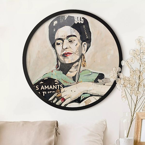 Rundes Gerahmtes Bild Frida Kahlo - Collage No.4 günstig online kaufen
