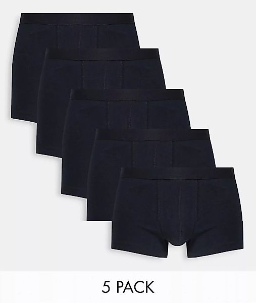 ASOS DESIGN – 5er-Pack Unterhosen aus Bio-Baumwollmischung in Schwarz günstig online kaufen