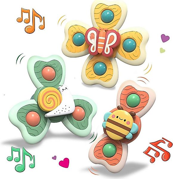 Coonoor Badespielzeug 3 Stück Baby Spielzeug, Sicheres Spinner mit Saugnapf günstig online kaufen