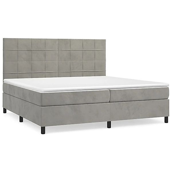 vidaXL Boxspringbett mit Matratze Hellgrau 200x200 cm Samt 3143043 günstig online kaufen