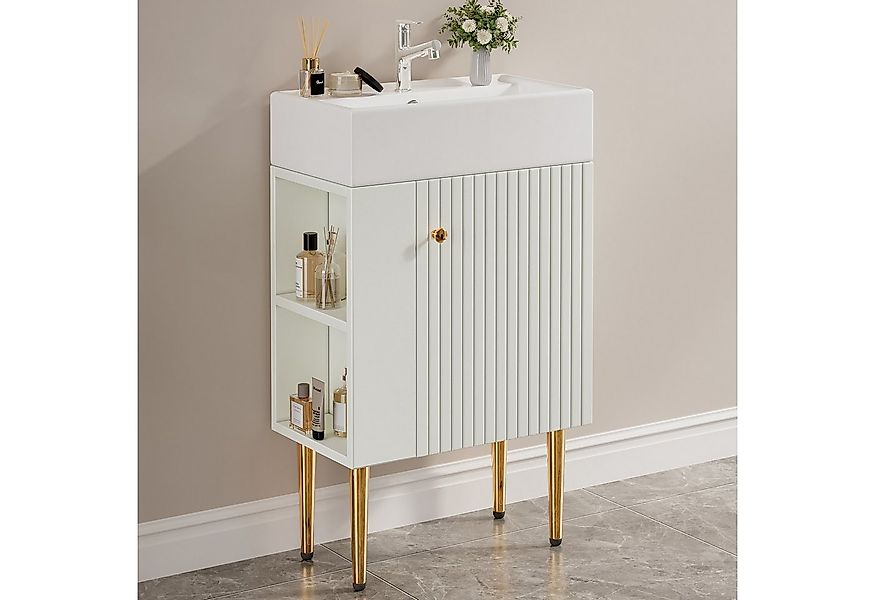 Flieks Waschtisch mit Seitenfächern (B55/T31/H91,5 cm, 1-St., bodenstehend, günstig online kaufen