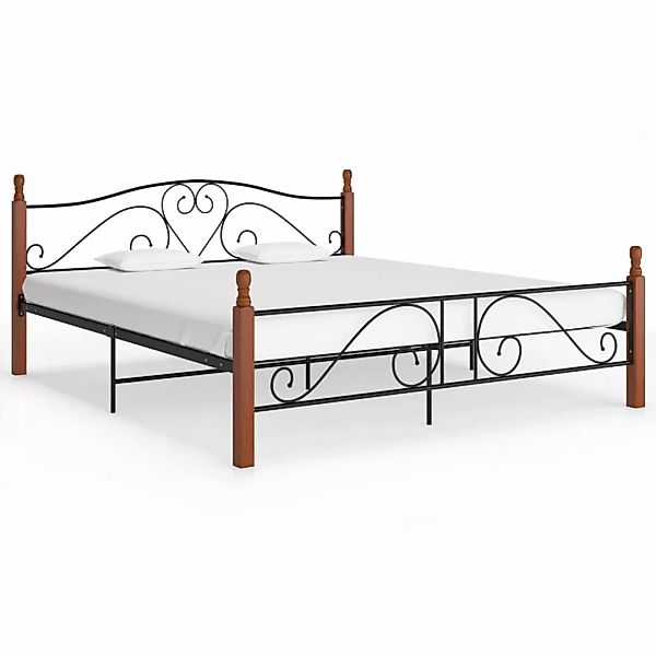 vidaXL Bettgestell Bettgestell Schwarz Metall 180x200 cm Doppelbett Bett Be günstig online kaufen